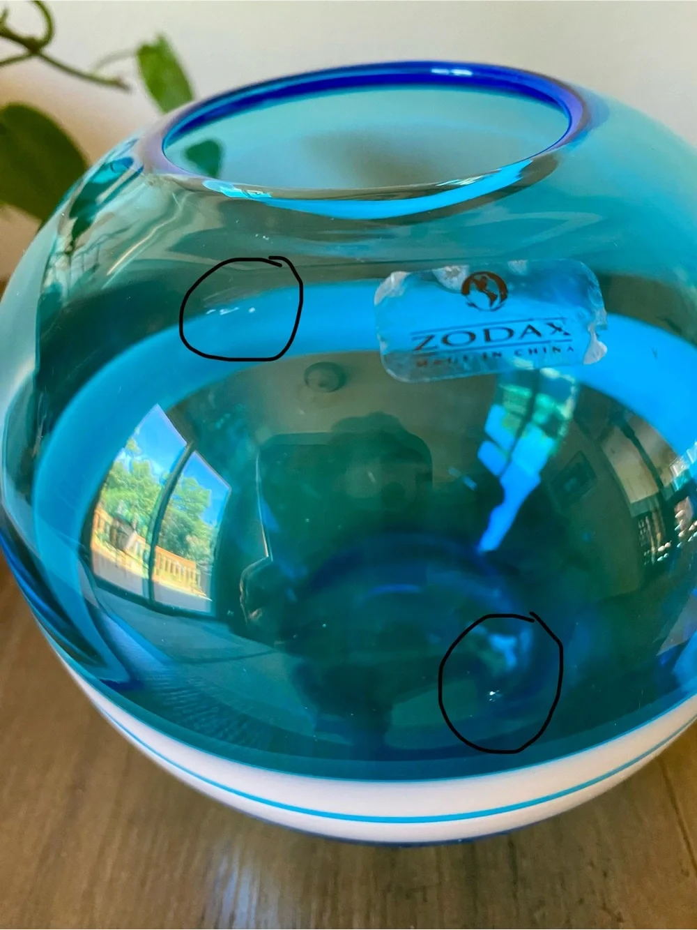 Zodax Blue Glass Round Vase
